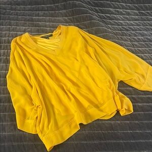 Marc New York Yellow Asymmetrical 3/4 Sleeve Blouse